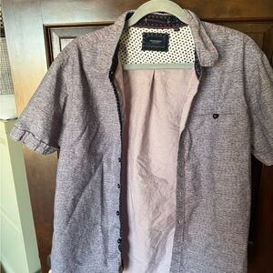 7 Diamonds Men's Short-Sleeve Button-Down Shirt - Heathered Light Purple/Gray